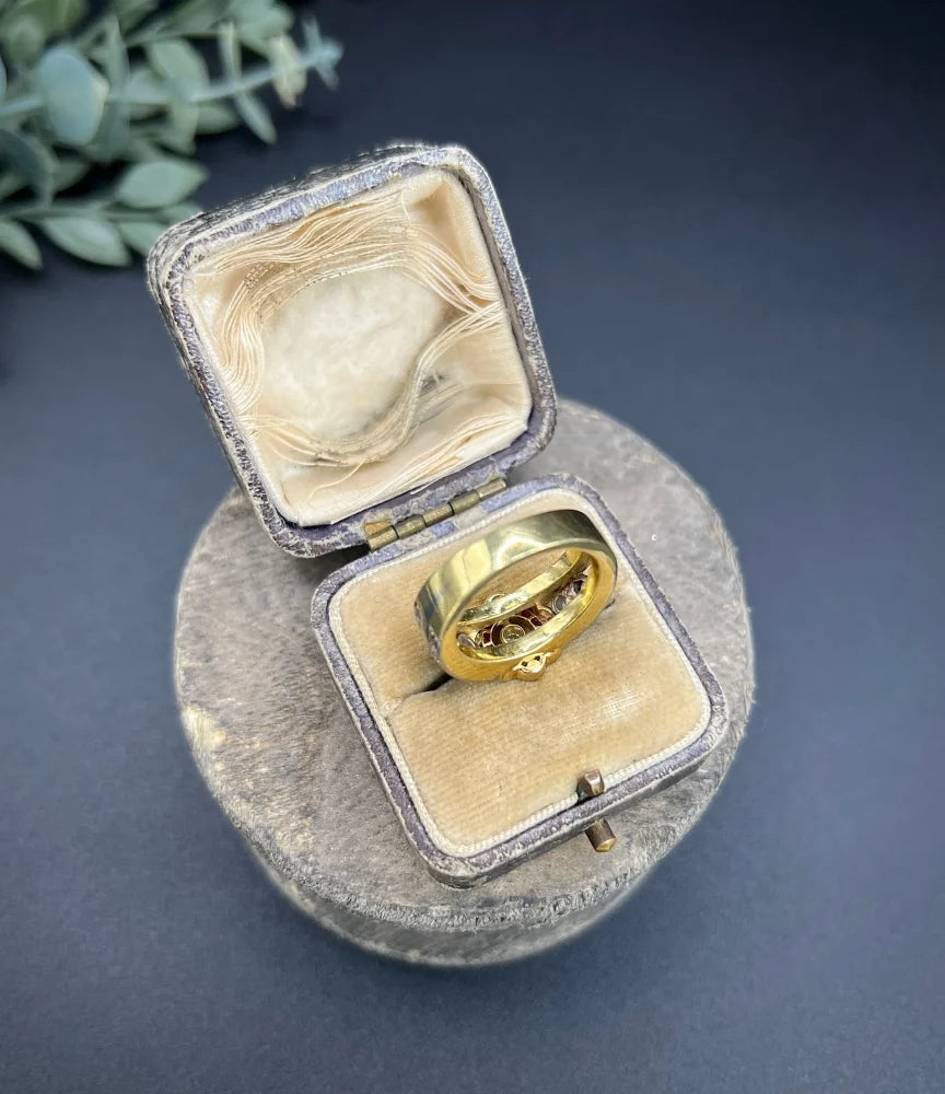 Antique 18 Carat Yellow Gold And Platinum Cocktail Ring With Diamonds And Rubies