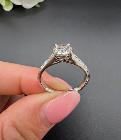 Vintage Platinum, 1930s 0.89 Carat Diamond Engagement Ring