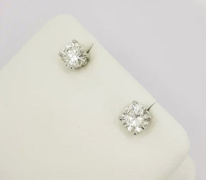 1.42ct Diamond Solitaire Stud Earrings in 18ct White Gold, H SI1