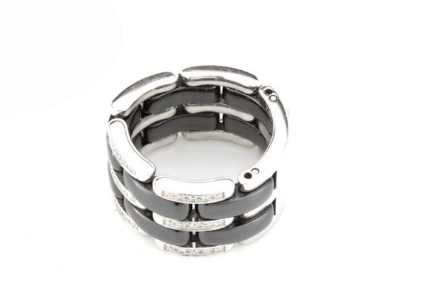 Chanel Ultra Black Ceramic, Diamond and 18ct White Gold Band Ring