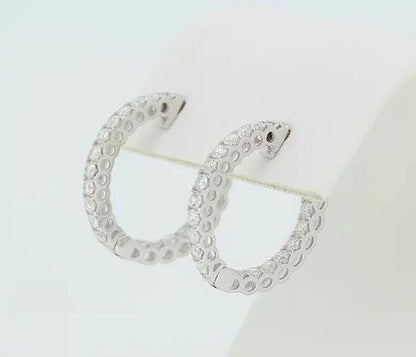 1.03ct Diamond Set Hoop Earrings, pierced mounts, 18ct white gold.