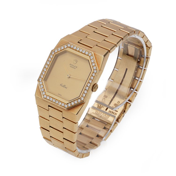 Vintage Rolex Cellini 1650 Full 18ct Yellow Gold Manual Watch with Diamond Bezel, Circa 1990s