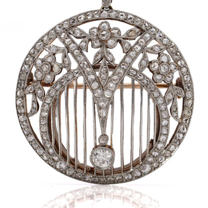 Antique Belle Epoque 2ct Old Cut Diamond Pendant come Brooch