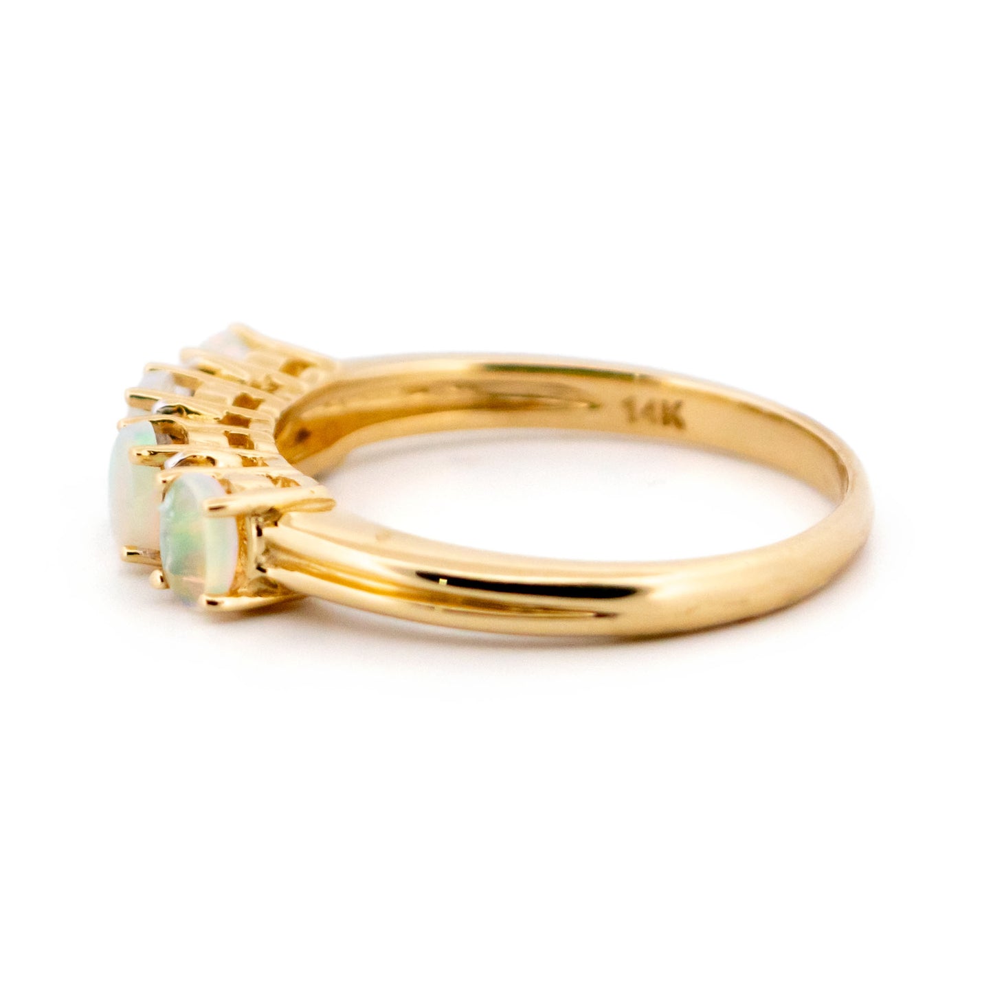 Diamond and Opal Four Stone Eternity Ring in Yellow gold