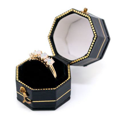 Diamond and Opal Four Stone Eternity Ring in Yellow gold