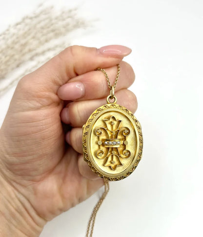 Victorian Fancy Locket With Seed Pearls In 15 Carat Yellow Gold