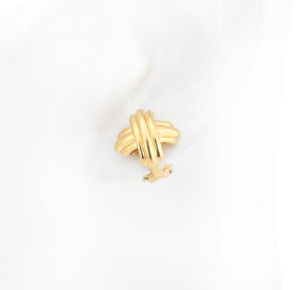 Tiffany and Co 18ct Yellow Gold Domed Cross Clip On Earrings, with original box.