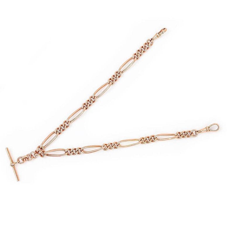 Antique Rose Gold Trombone Link Albert Chain