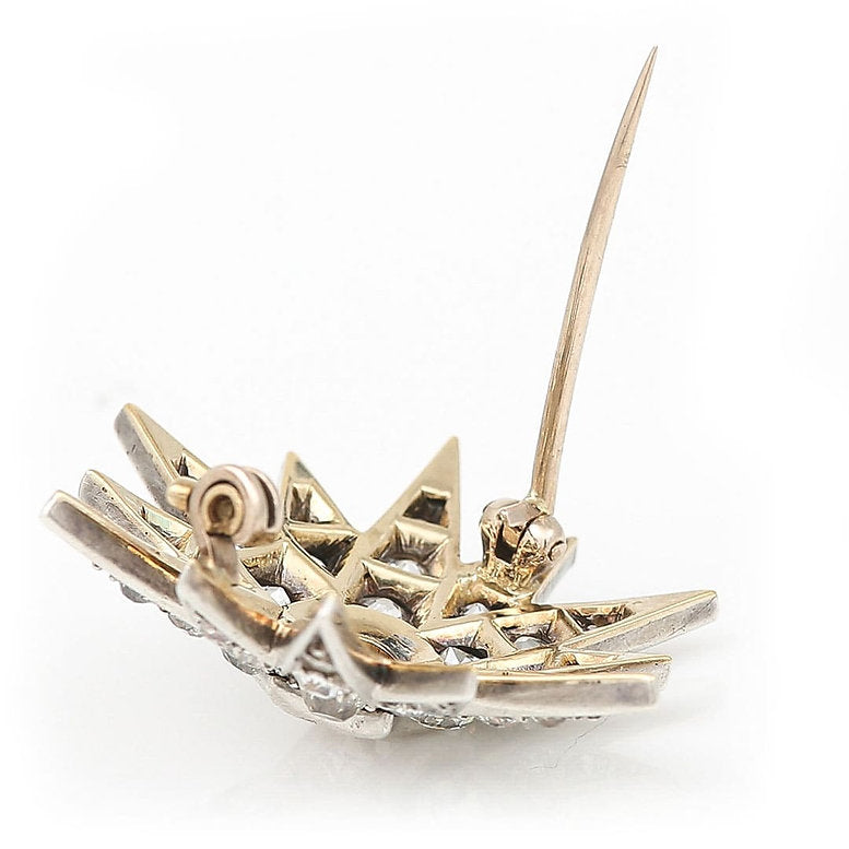 Antique Victorian 1.5ct Old Mine Cut Diamond Star Brooch come Pendant