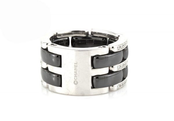 Chanel Ultra Black Ceramic, Diamond and 18ct White Gold Band Ring