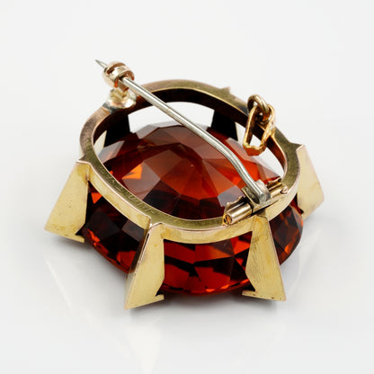 Vintage Large 79ct Untreated Madeira Citrine and Natural Pearl Cluster Pendant-come-Brooch