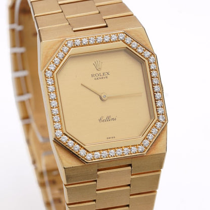 Vintage Rolex Cellini 1650 Full 18ct Yellow Gold Manual Watch with Diamond Bezel, Circa 1990s