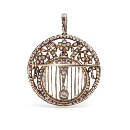 Antique Belle Epoque 2ct Old Cut Diamond Pendant come Brooch
