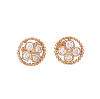 Diamond Flower Stud Earrings In 18 Carat Rose Gold