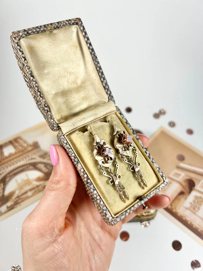 Antique 14ct Gold Edwardian Carved Sardonyx Cameo Earrings