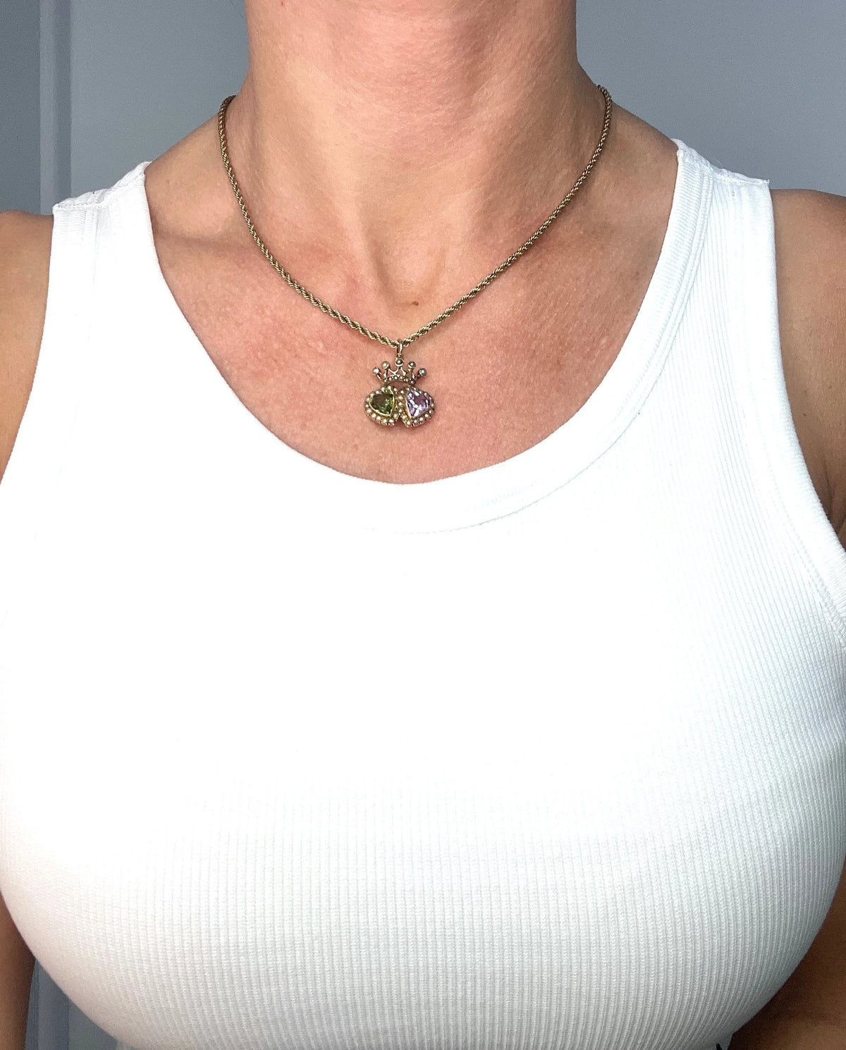 Antique 9 Carat Gold Suffragette Crowned Sweetheart Pendant, Circa 1910