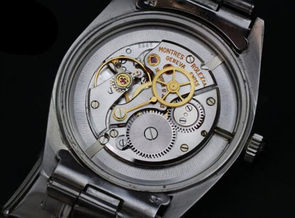 Vintage Rolex Oyster Precision 6424 Stainless Steel 34mm Manual Watch, with Box and Papers, engraved J Gaitskell, HMS Nubian marine engineer mechanic, Circa 1968