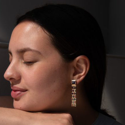 Tiffany and Co Multi Gemstone Fringe Drop Earrings Circa 1985