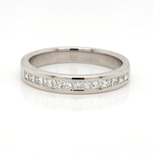 Princess Cut Diamond Half Eternity Ring; channel set with thirteen princess cut diamonds, 0.33 carat total, mounted in platinum