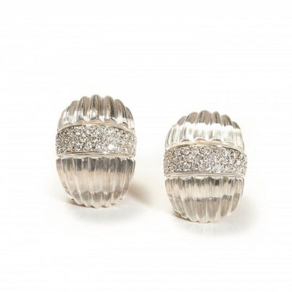 Carved Rock Crystal and Diamond Earrings by Maz
