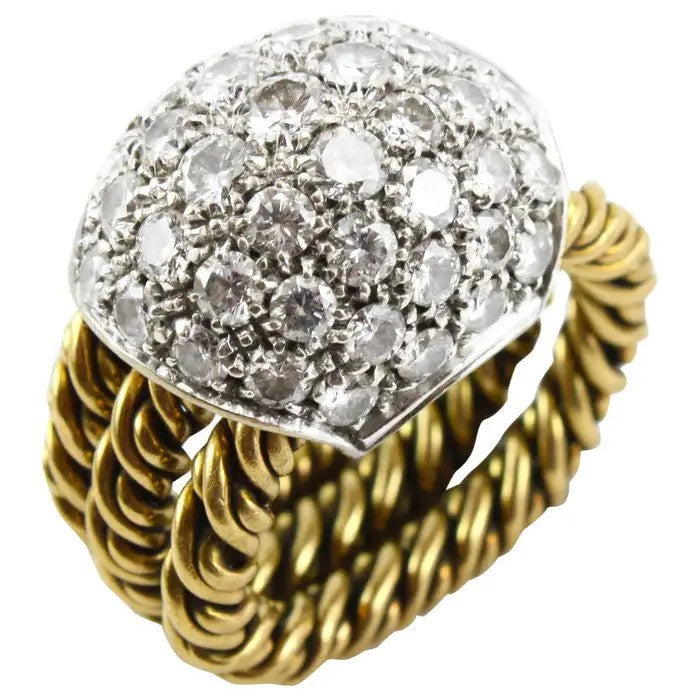 Vintage Pomellato 5ct Diamond Bombe Cocktail Ring