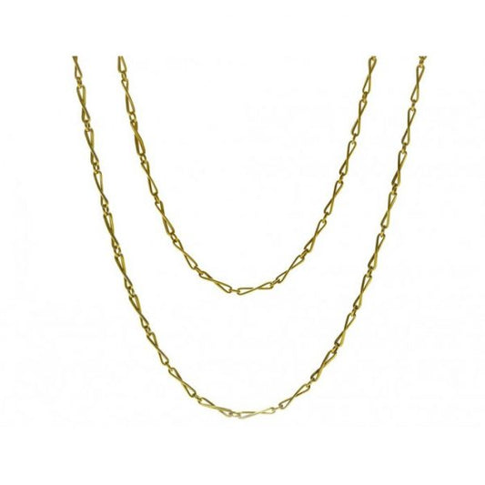 Antique Victorian 18ct Yellow Gold Fancy Link Long Chain Necklace, with twisted double figure-of-eight links 158cm long, Circa 1875, 19th century