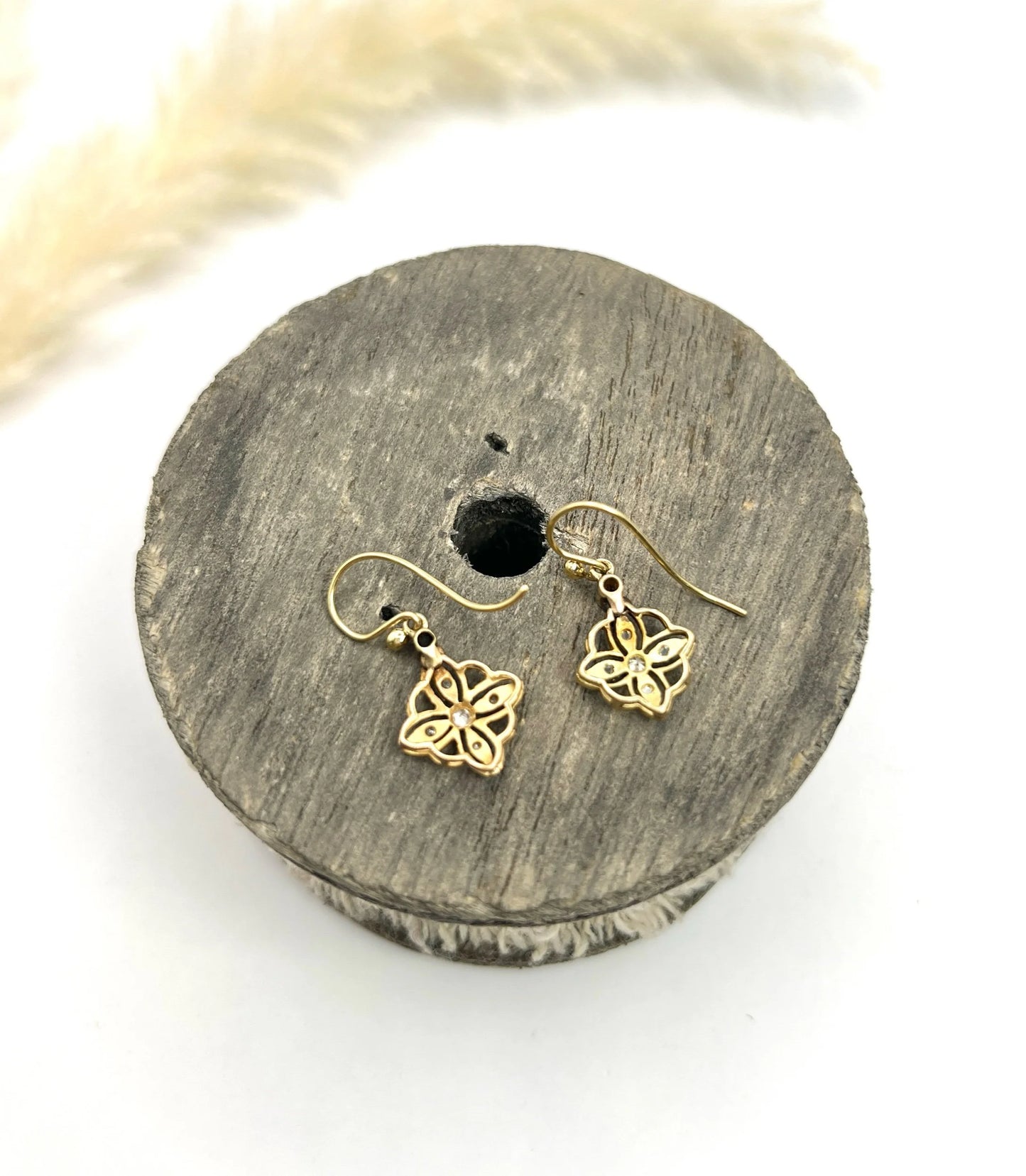 Antique 18ct Gold & Platinum, Edwardian era Diamond Drop Dangle Earrings