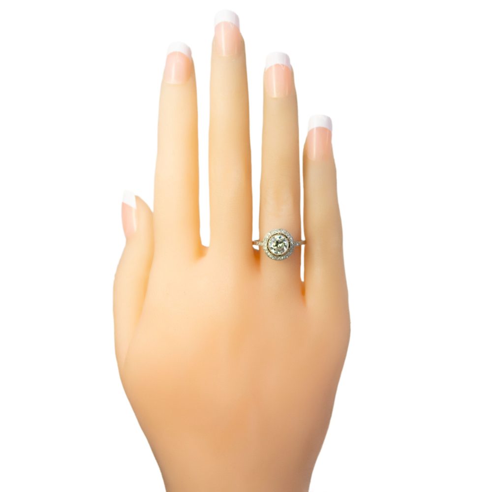 Vintage 1 Carat Old Cut Diamond Halo Ring In Platinum