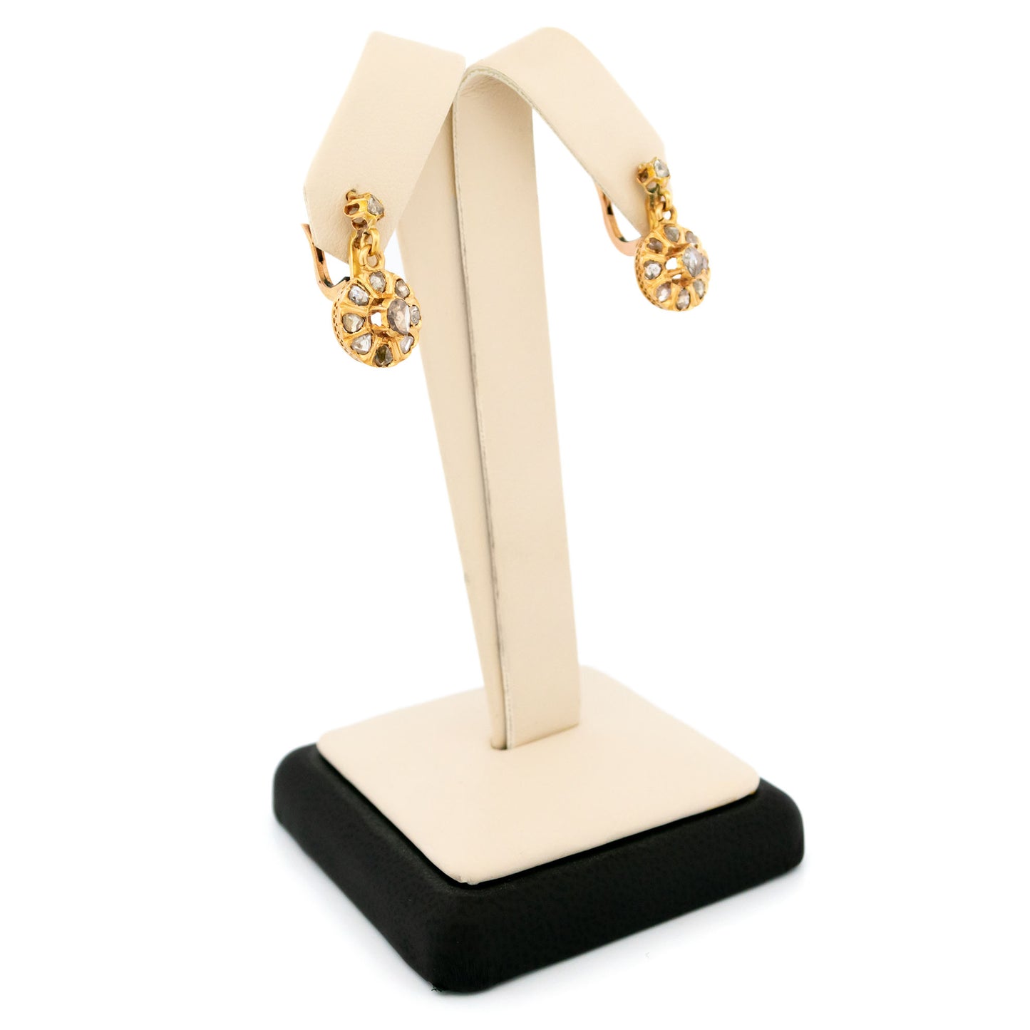 Antique 18 Carat Gold Rose-Cut Diamond Dormeuse Earrings