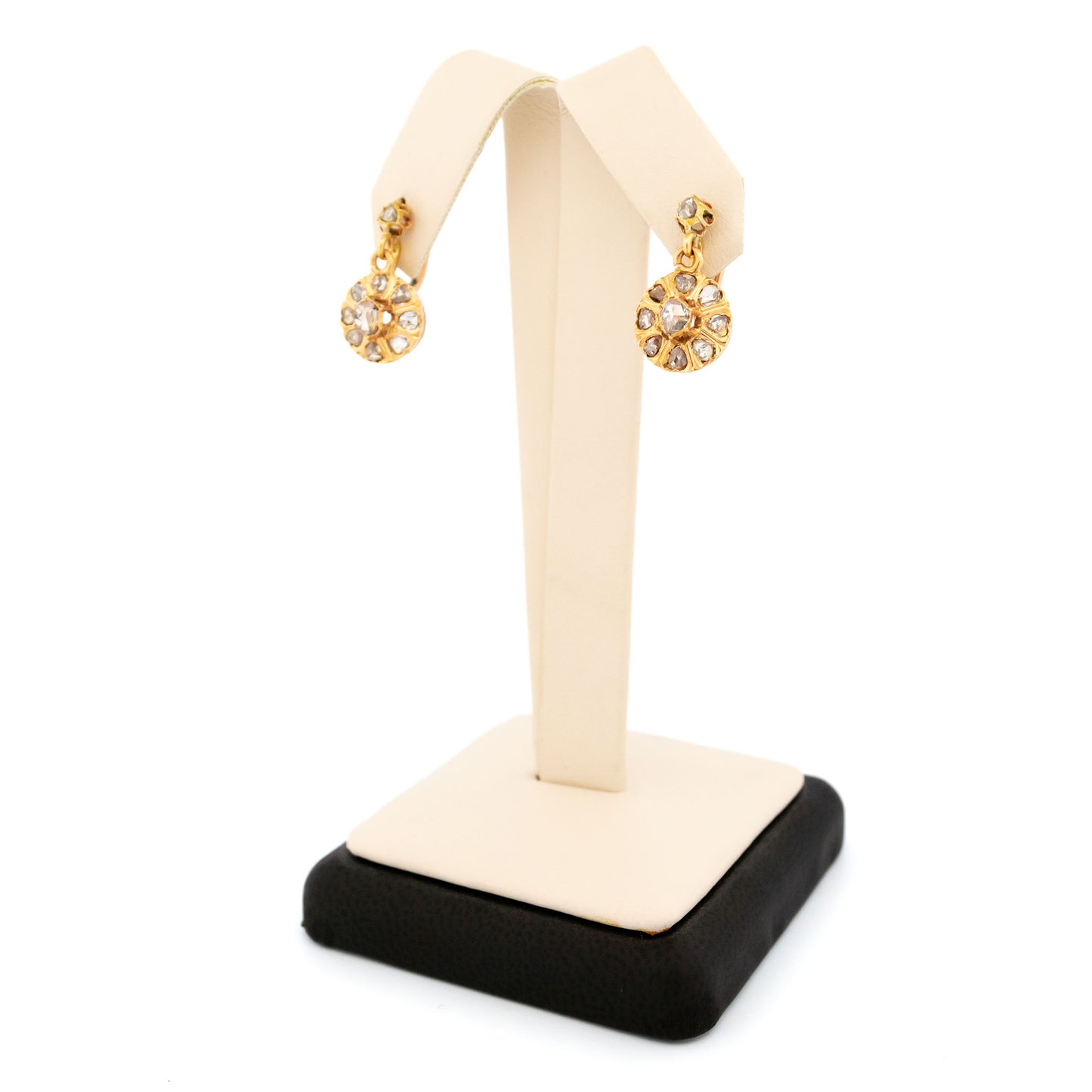 Antique 18 Carat Gold Rose-Cut Diamond Dormeuse Earrings