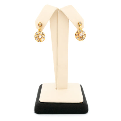 Antique 18 Carat Gold Rose-Cut Diamond Dormeuse Earrings