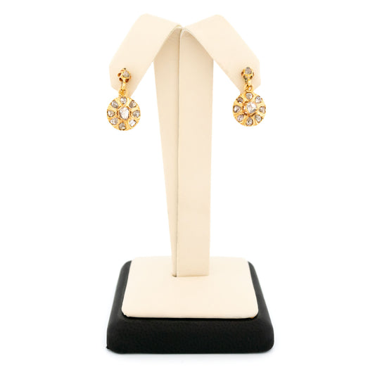 Antique 18 Carat Gold Rose-Cut Diamond Dormeuse Earrings