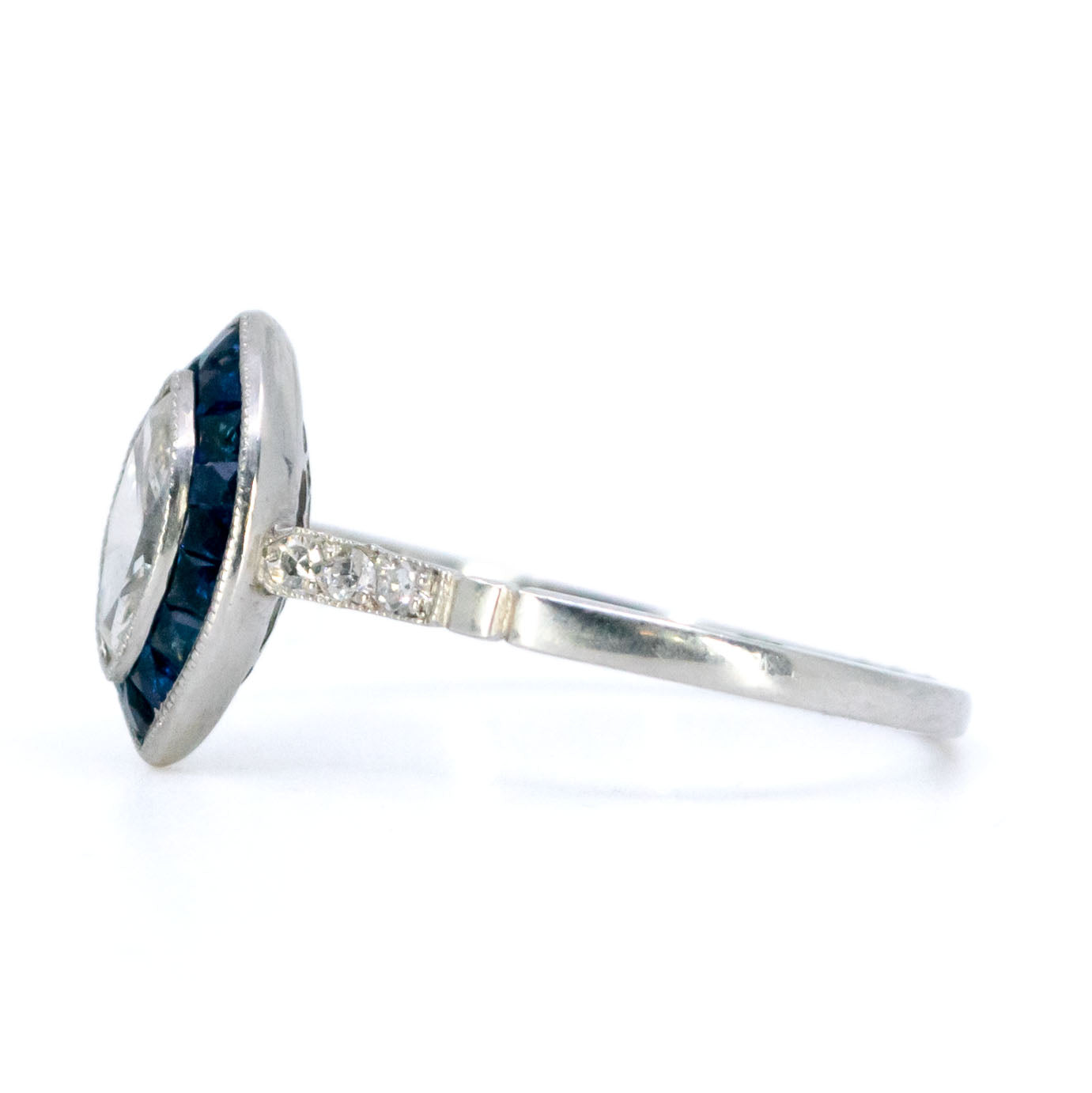 Platinum, Sapphire and Marquise-Cut Diamond Navette Ring