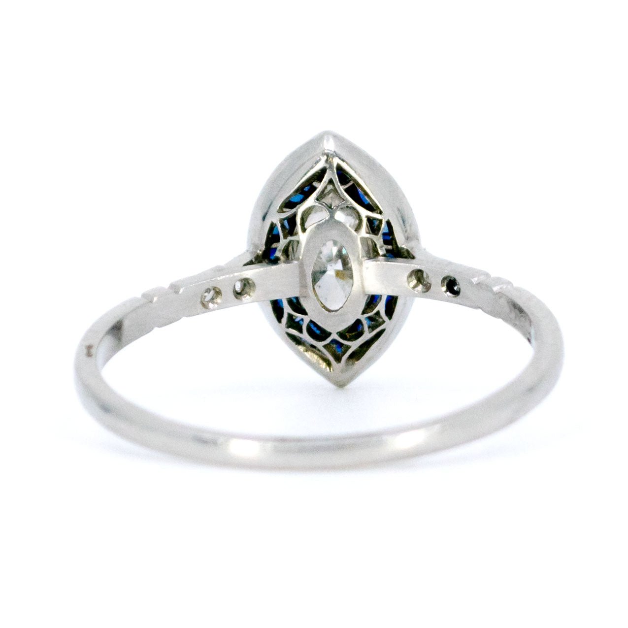 Platinum, Sapphire and Marquise-Cut Diamond Navette Ring