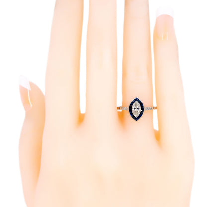 Platinum, Sapphire and Marquise-Cut Diamond Navette Ring