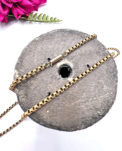 Antique 15ct Yellow Gold, 19 Inch Fancy Round Belcher Link Chain