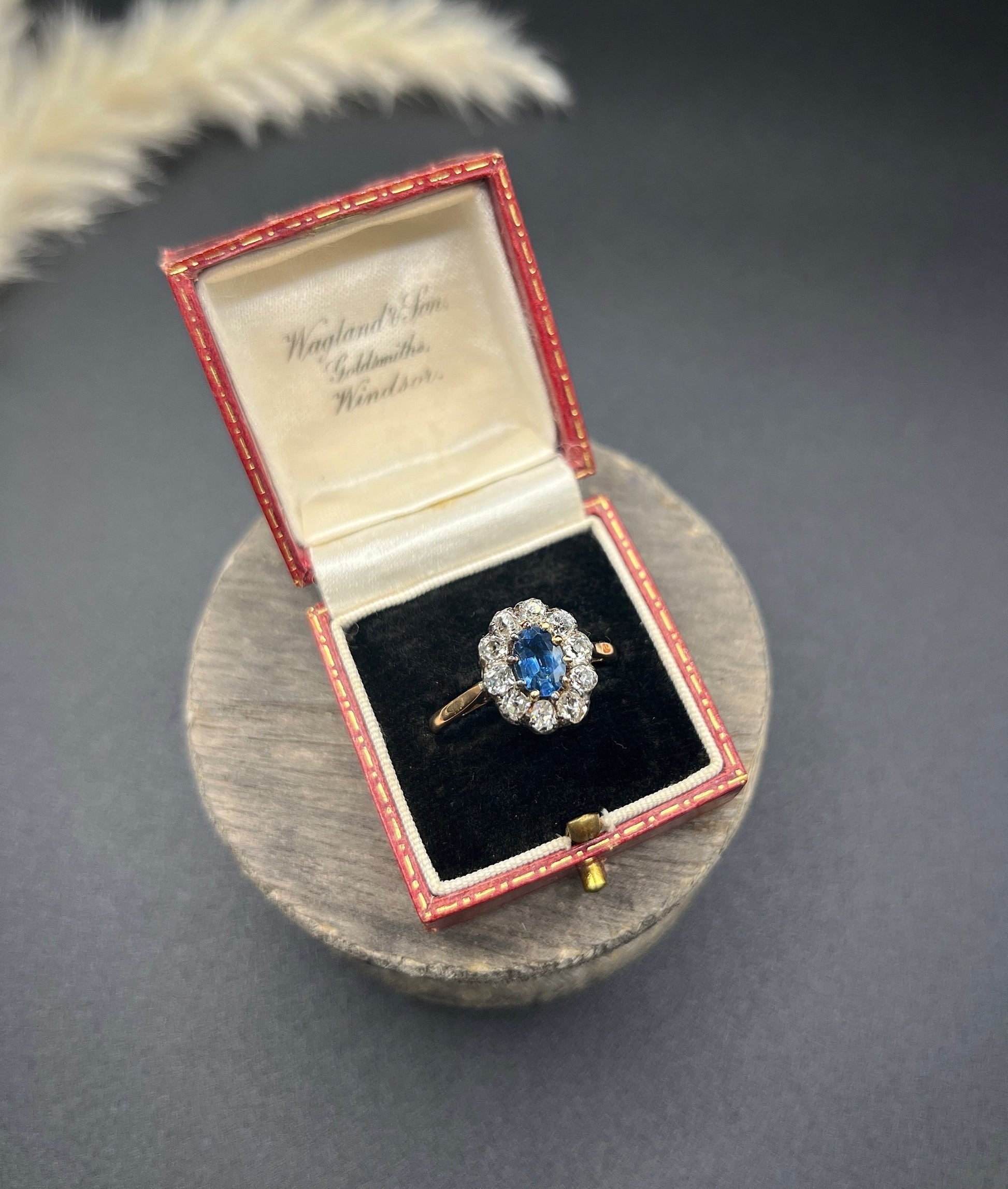 Victorian 18 Carat Yellow Gold, Sapphire and Diamond Oval Cluster Ring, Circa 1880