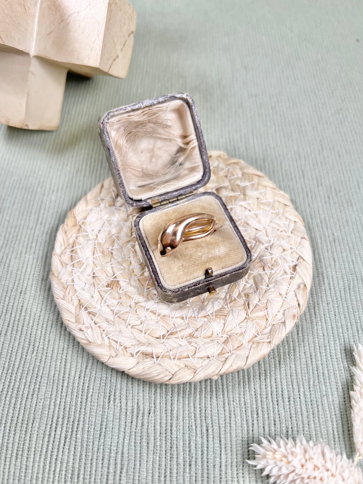Antique 9ct Yellow Gold Edwardian Snake Ring, Chester Hallmarked