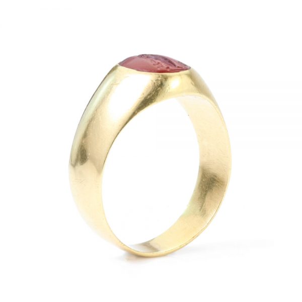 Antique Roman Carnelian Intaglio on Victorian 15ct Gold Ring