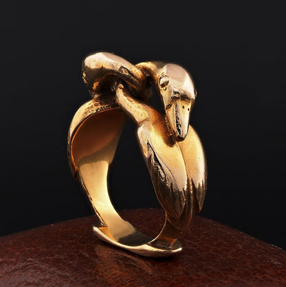 Rare Mosheh Oved Double Swan Gold Ring