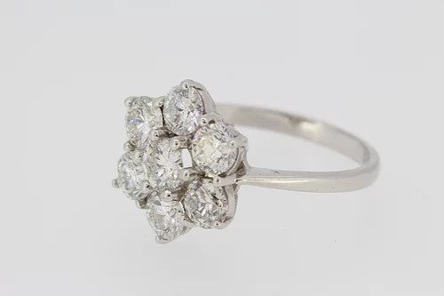 Diamond Flower Cluster Ring in 18ct White Gold, 2.50 carats