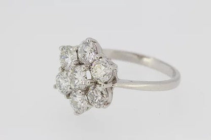 Diamond Flower Cluster Ring in 18ct White Gold, 2.50 carats