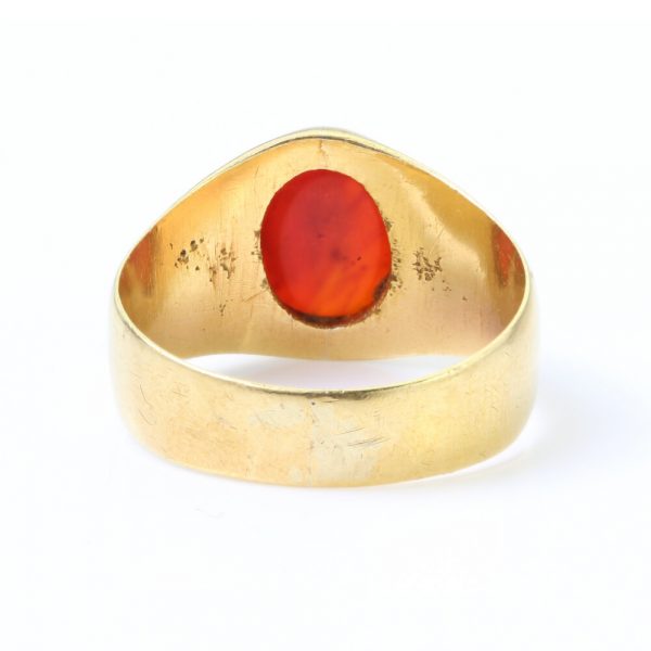 Antique Roman Carnelian Intaglio on Victorian 15ct Gold Ring
