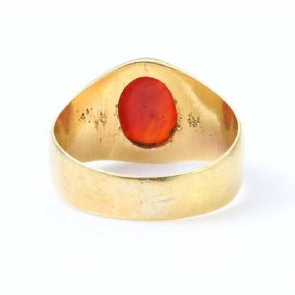 Antique Roman Carnelian Intaglio on Victorian 15ct Gold Ring