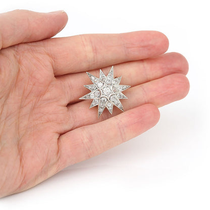 Antique Victorian 1.5ct Old Mine Cut Diamond Star Brooch come Pendant