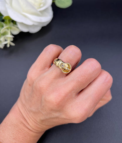Antique 18 ct Yellow Gold, Edwardian Star Set Diamond Buckle/Belt Ring