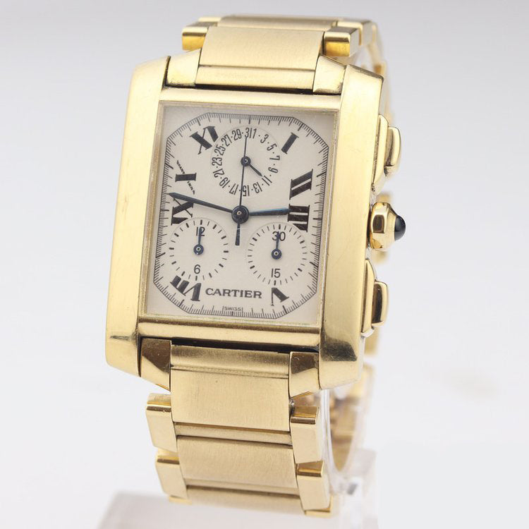 Cartier Tank Francaise 18ct Yellow Gold 1830 Chronograph Chronoflex Large Model Quartz Watch
