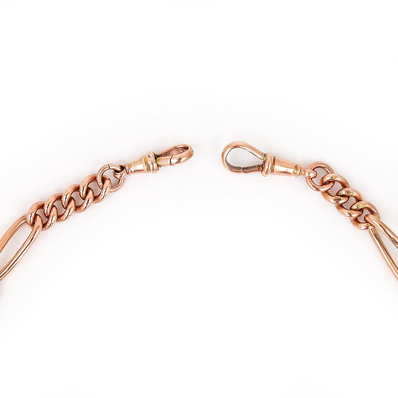 Antique Rose Gold Trombone Link Albert Chain