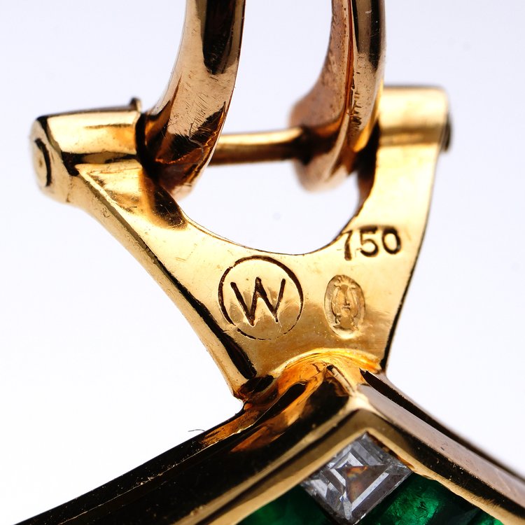 Vintage Wempe 18ct Yellow Gold Earrings with Diamonds Rubies Emeralds and Sapphires