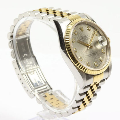 Rolex Datejust 16233 Steel and Gold 36mm Watch with Rolex factory original grey diamond Jubilee dial, Year 2002 and with Rolex box and papers